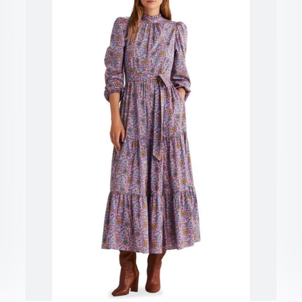 Boden Mutton Sleeve Maxi Dress in Cherry Blossom, Size 12 US, *NWOT*, never worn